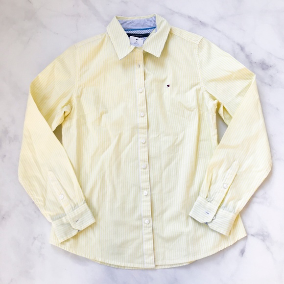 tommy hilfiger yellow dress shirt